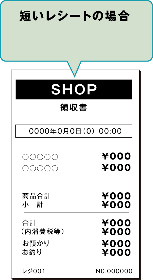短いレシートの場合