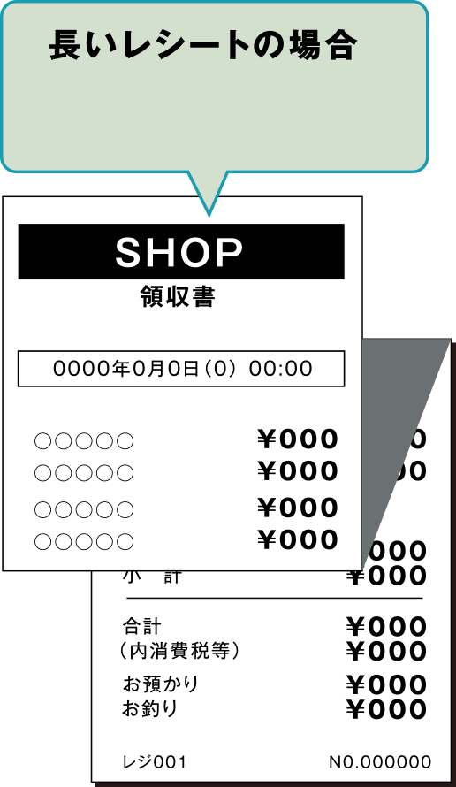 長いレシートの場合