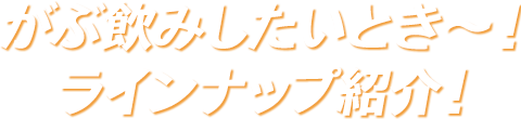 がぶ飲みしたいとき～！ラインナップ紹介！