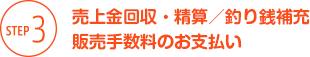 STEP3 売上金回収・精算／釣り銭補充 販売手数料のお支払い