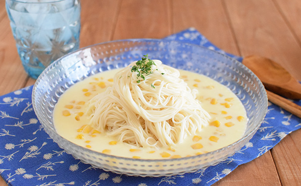 たっぷりコーンのクリーミーそうめん