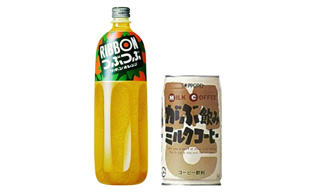 「リボン サマーオレンジつぶつぶ」「がぶ飲みミルクコーヒー」の画像